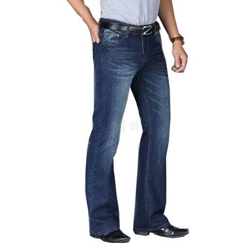 Men&39s Denim Flare Jeans Comfortable Pants Slim Fit Classic Loose Blue Black 28-40