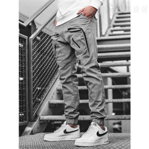 2022 Men&39s Big Pocket Cargo Pants Trousers Casual Men Jogger Pants Fashion Stitching zipper Sportswear Cotton Fitness Sweatpants