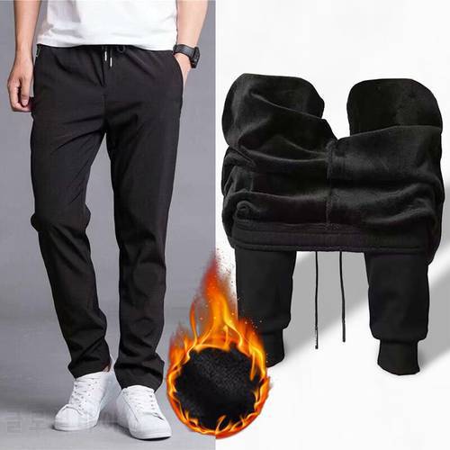 Winter Men&39s Plus Velvet Warm Thermal Trousers Athletic Fleece Lined Casual Men Thick Pants Joggers Sports Outdoor Sweat Pants
