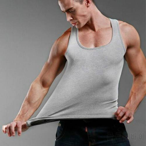 Cotton Mens Sleeveless Fitness Tank Top Solid Muscle Vest Undershirts O-neck Gymclothing Tees Tops 6 Colors