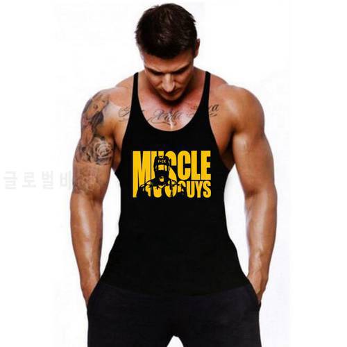 Muscle Guys Brand Fitness Tank Top Men Bodybuilding Stringers gym Clothing Men Shirt Loose fit Vests Cotton Singlets Muscle Tops