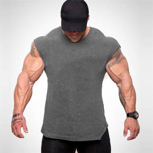 Brand Gym Workout Men Tank Tops Cotton Fitness Sleeveless Shirt Stringer Mens Bodybuilding Men Sportswear Vest Muscle Singlet