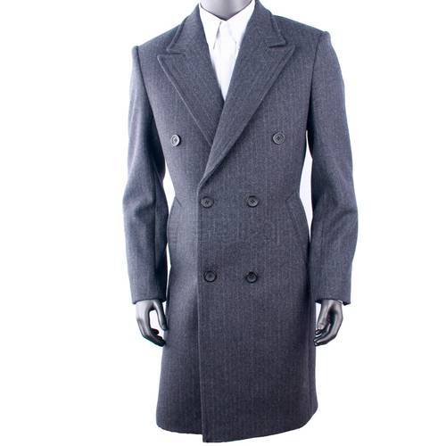 Thick 100% Wool Overcoat For Cold Winter Men Long Coat Heavy Wool Coat With Subtle Stripe Winter Coats Luxury Fashion Design