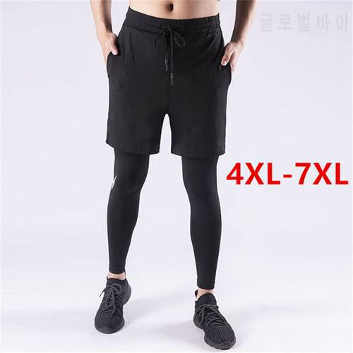 Mens Oversized GYM Tight Trouser Leggings with Shorts Compression Sports Pant