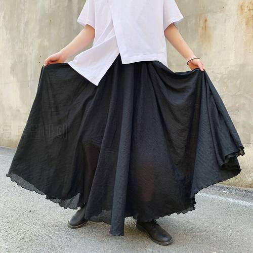 Men&39s trousers spring summer casual loose bell-bottom trousers men&39s skirt trousers double layer design black Yamamoto style