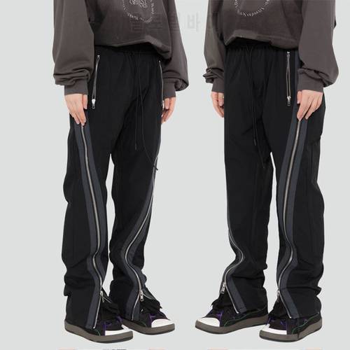 Pants Side Zipper Pull Away Loose Casual Streetwear Hiphop Boot Cut Pant for Men Women Jogger Sweatpants Male Sports Trousers