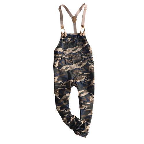 Fashion Summer Camouflage Casual Overalls Mens Cotton Ankle Length Jumpsuits Retro Cargo Pencil Pants Size M-3XL Boys Suspenders