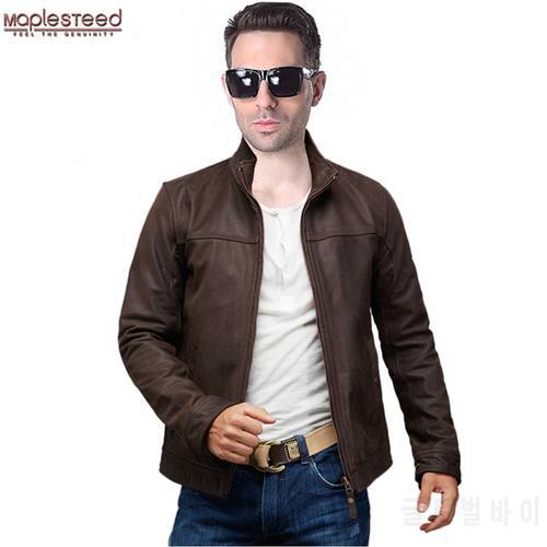 Men Genuine Leather Jacket 100% Natural Cowhide Dark Brown Bomber Man Leather Coat Men&39s Leather Clothing Autumn M161