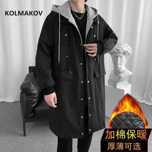 2021 new arrival winter coats men thicken warm hooded Jackets fashion trench coat, mens fashion casual Windbreaker size M-3XL