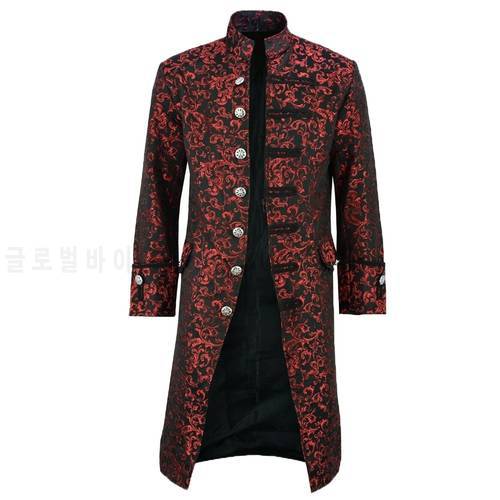 Men&39s Vintage Tailcoat Jacket Gothic Steampunk Long Sleeve Cardigan Victorian Frock Coat Male Cosplay Stage Performance Costume