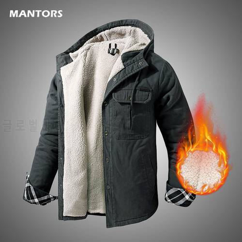 Winter Thicken Fleece Jacket Men Casual Warm Parkas Overcoat 2021 Outdoor Hooded Parka Coats Mens Windproof Cargo Jacket Cotton