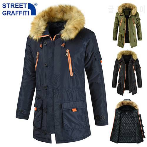 2021 New Men Winter Long Warm Thick Jacket Parkas Coat Men Autumn Outwear Windproof Fur Collar Outdoor Pocket Parkas Men 8XL