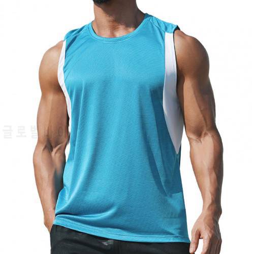 Casual Men Sweatshirt Sports Sleeveless Tee Shirts Male Elastic Quick Dry Polyester Workout Vest Summer Sports Tank Top Gym