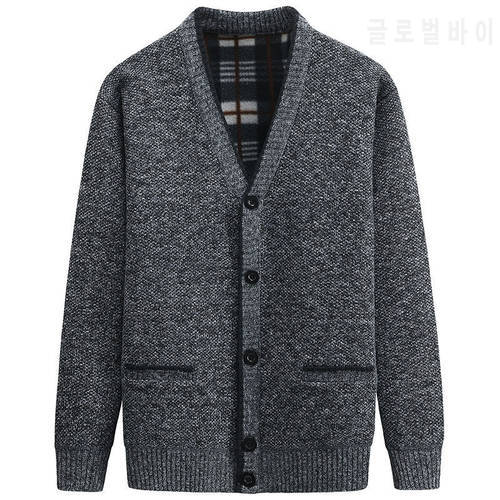 New Cardigan Men Autumn Winter Thick V Neck Knitted Sweater Coats Causal Warm Knitted Cardigan Men Fashion Mens Clothing 2021