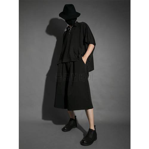Men&39s summer new dark department yamamoto style personality stretch waist casual loose large size bell bottoms