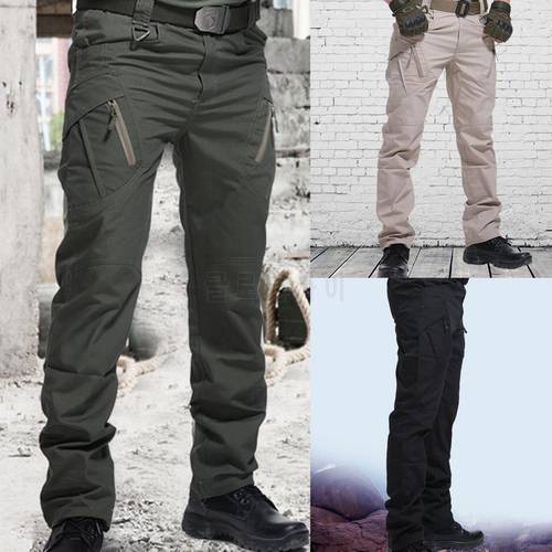 Men Fashion Universal Cargo Pants Multi-Pocket Scratch-resistant Skin Friendly Cotton Blend Water Resistant Long Pants Outdoor