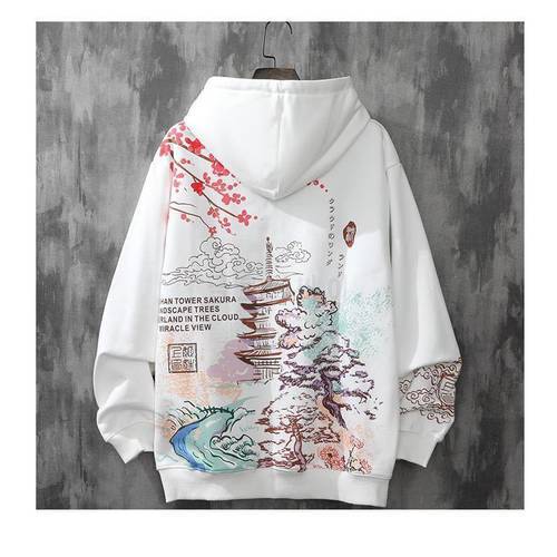 Fashion hoodie men plus velvet trend Harajuku style autumn and winter clothes loose hip-hop japanese streetwear couple hooded