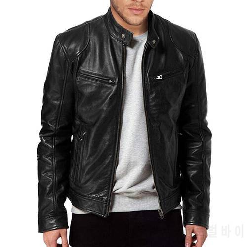 Men Leather Jacket Black Brown 2020 New Fashion Man Winter Warm Slim Fit Zipper Biker Jacket Men Coat Casual Tops