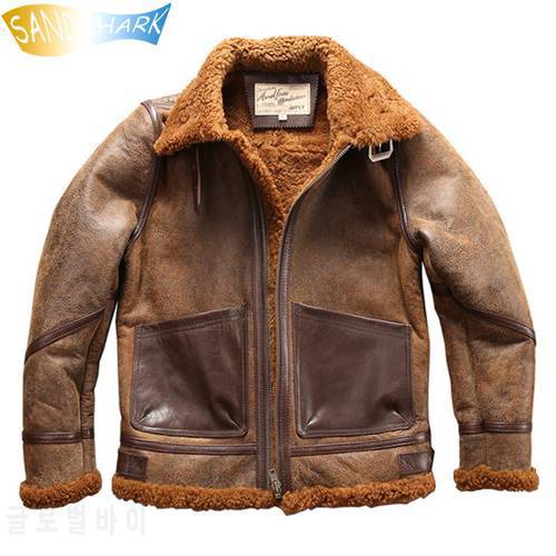 Winter Genuine Sheepskin Leather Jackets For Men 2021 Super Thick Air Force Flight Suit Punk Coats Male Shearling Warm Overcoats