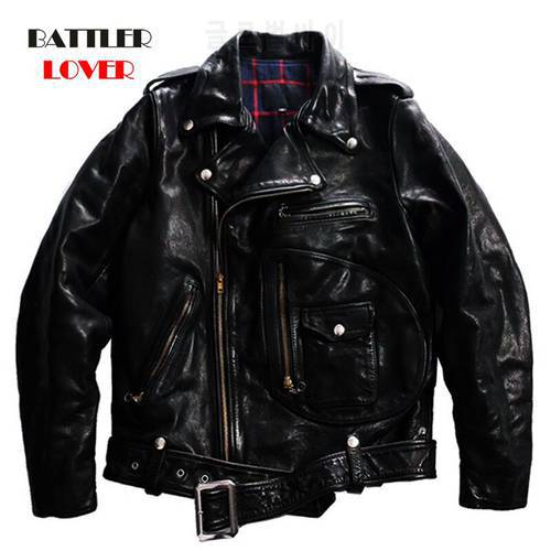 Super Top Quality Genuine Horse Leather Jacket For Men 2021 Slim Fit Classic Horsehide Rider Coat Male Motorcycle Biker Clothes