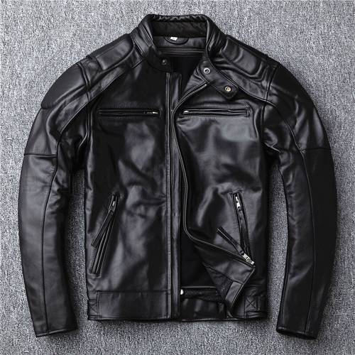 2021 New Cowhide Leather Jacket Men&39s Motorcycle Rider Autumn and Winter Natural Leather Jacket Slim Short Coat