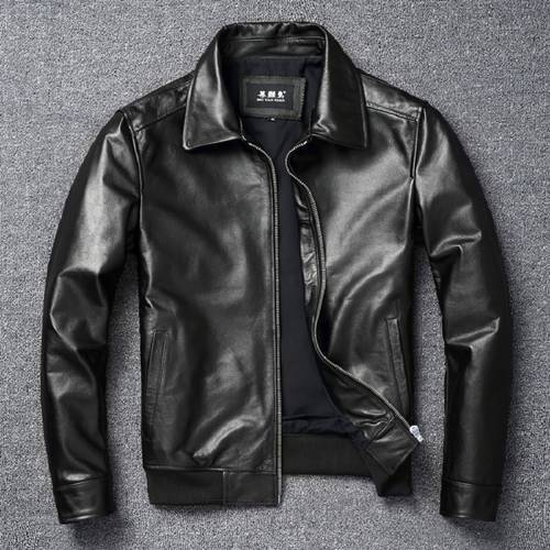 Plus size.Autumn New Men&39s Top Layer Cowhide Baseball Suit Casual Motorcycle Jacket Autumn and Winter Coat