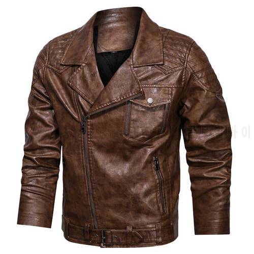 Men&39s Winter Thick Fleece Leather Jacket Casual Motorcycle Biker Jackets Zipper Genuine Leather Jackets Outwear Coats Size L-4XL