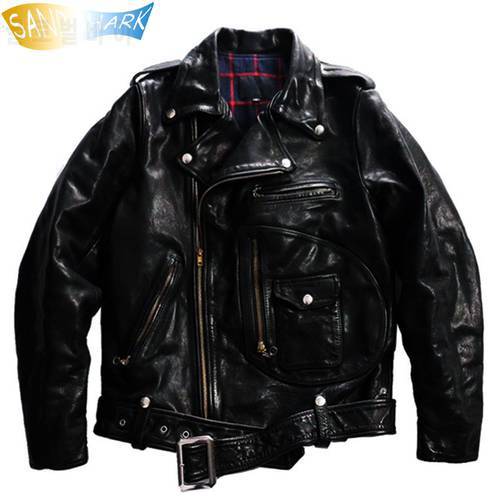 Super High Quality Genuine Horse Leather Jacket For Men 2021 Slim Fit Classic Horsehide Rider Coat Male Motorcycle Biker Clothes