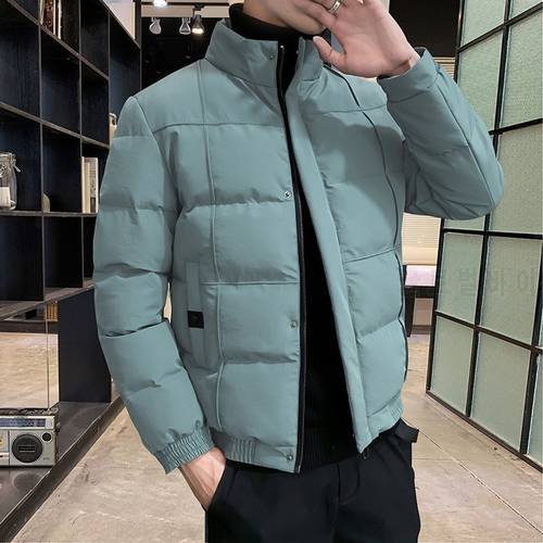 Autumn Jacket Men Cotton Padded Coat Men Stand Collar Puffer Jacket Solid Color Casual Jacket Fall Clothes Men 2021 Trends