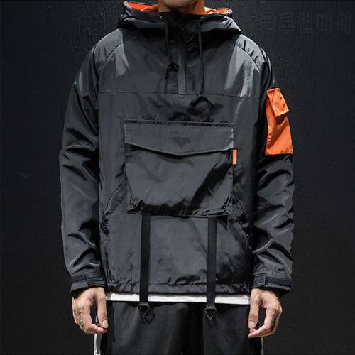 Men Jackets Coats Streetwear Techwear Hooded Waterproof Windbreaker Casual Outwear Hip Hop Multi-pocket Japanese Overcoat