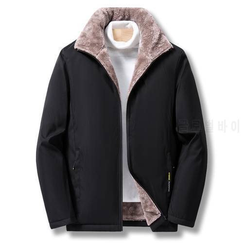 Men&39s Jacket Fleece Warm Thick Windbreaker High Quality Fur Collar Coat Fashion Winter Men&39s Plus Size Coat