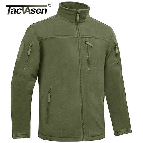 TACVASEN Winter Tactical Fleece Jacket Mens Army Military Hunting Jacket Thermal Warm Security Full Zip Fishing Work Coats Outer