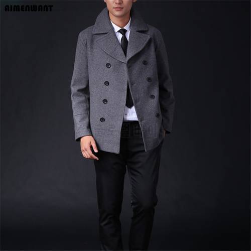 AIMENWANT Size Customize male wool trenchcoat western high quality grey coat for men jackets and coat boys fashion pea coat gift