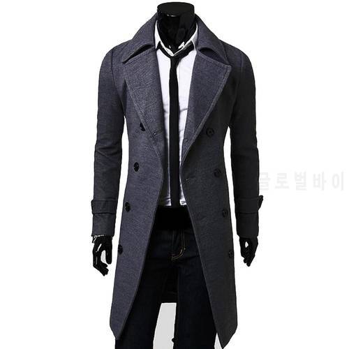 COLDKER Winter Trench Coat Men Khaki Black Long Jacket Male Double Breasted Long Sleeves Clothing Streetwear Warm Clothes