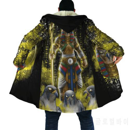 2021 Winter Mens Hooded cloak Ancient Gods of Egypt 3D Printing Fleece wind breaker Unisex Casual Thick Warm Hood cloak PF19