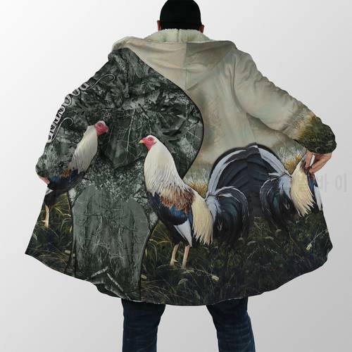 2021 winter Mens Hooded cloak Animal Beautiful Rooster 3D Printing Fleece wind breaker Unisex Casual Warm Hood cloak PF06