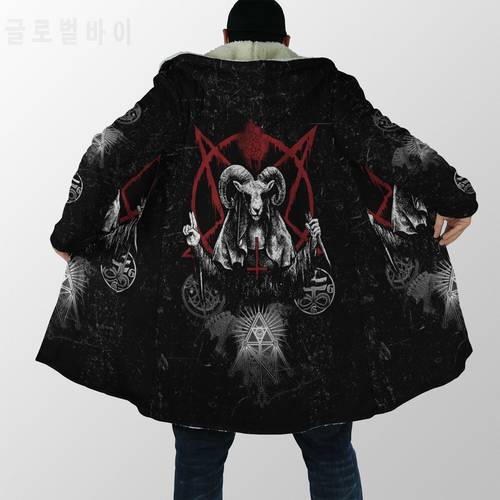 2021 winter Mens Hooded cloak Dark Satanic Skull Tattoo 3D Printing Fleece wind breaker Unisex Casual Warm Hood cloak PF05
