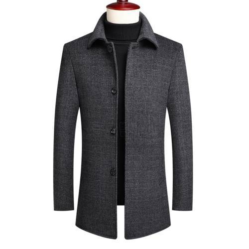 Men&39s Mid-Length Business Woolen Coats Thicken Warm Overcoat Casual Autumn Winter Windbreaker+ Removable Duck Down Liner Jackets