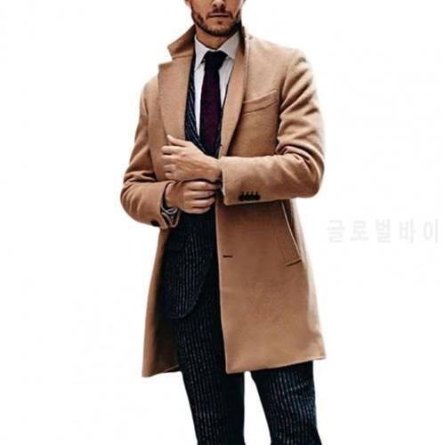 Europe America Men Trench Coat Single-breasted Turn-down Collar British Style Long Jacket Formal Thermal Male Outerwear 2021
