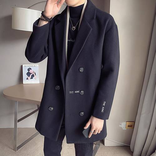 2021 Autumn and Winter New Embroidery Long Wool Coat Men Clothing Jackets Men&39s Fashion Designer Social Long Trench Coat