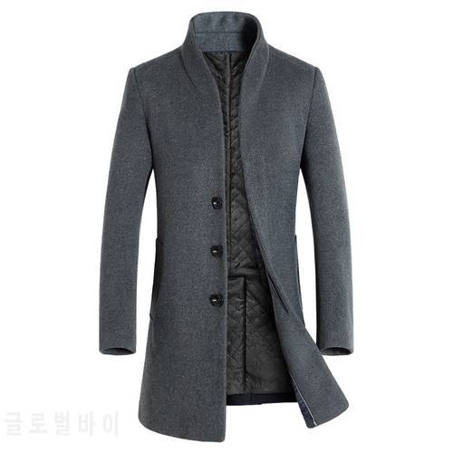 New Autumn Winter Brand Men Wool Blends Coats Fashion Solid Color Middle Long Overcoat Luxury Business Casual Wool Coat S-3XL