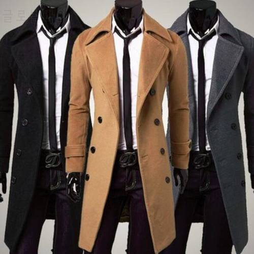 ZOGAA New style two-line button lengthened simple luxury men&39s wool coat
