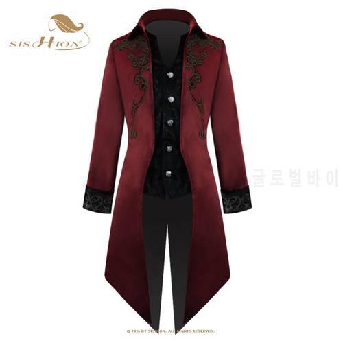 SISHION 2022 Tuxedo Medieval Vintage Clothing Midi Punk Men Coat VD2471 Retro Mid-Length Court Tuxedo