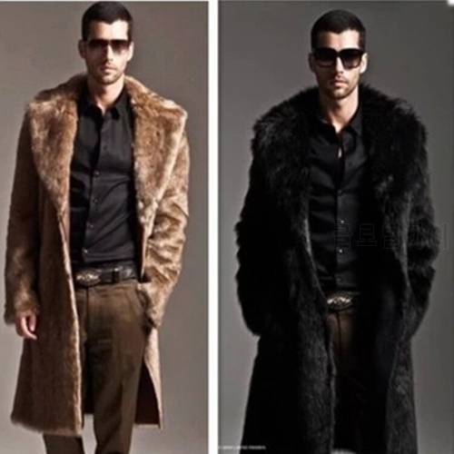 European and American Men&39s Leather Fur Coat Thick Warm Long Wool Coat Faux Fur Coat Men&39s Long Marten Overcoats