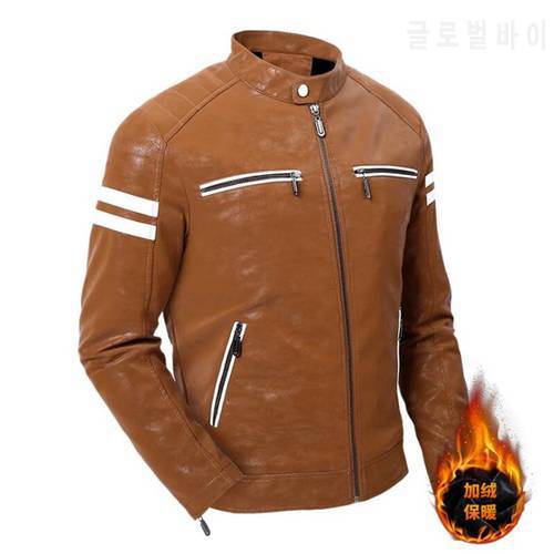 New Leather Jacket Men Winter Autumn Men&39s Motorcycle Jacket Outwear Male Coat Fleece leather jacke