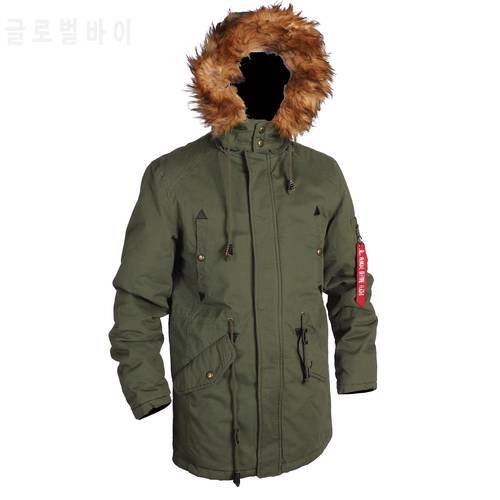 2020 Military Air Force N3b Style Detachable Fur Hooded Mens Long Parka Jacket Winter Thick Warm Outwear Coat