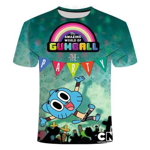 Gumball amazing world t shirt Gumball pattern 3D printed t-shirt awesome streetwear graphic T-shirt men&39s oversized T-shirt