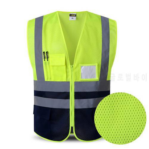 Safety Vest In Mens Tank Tops High Visibility Refective Safty Waistcoat Summer Vest hi vis Workwear Jacket Vest Logo Print
