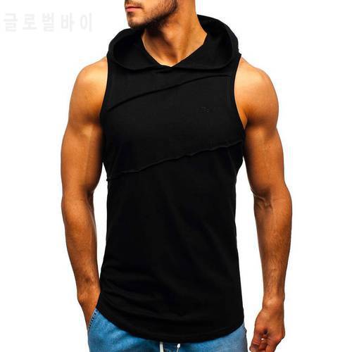 KANCOOLD Men&39s tank top Free shipping Men fitness Hooded Striped Splicing vest jacket Sleeveless Contrast Hoodie gym clothing