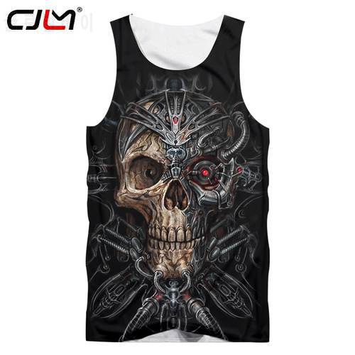 CJLM Black Tanktop Men Cool Print Red Eye Metal Skull 3D Singlets Man Boy Bodybuilding Shirts Crewneck Sleeveless Vest Dropship